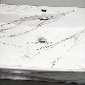 Hot sale art hand wash basin counter top ceramic marble luxury rectangular bathroom sinks for the hotel