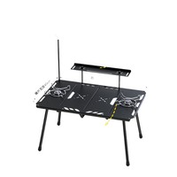 Table rectangulaire pliable en aluminium noir ultra-légère tactique, empilable, portable, pour camping et pêche en extérieur – Meilleure vente
