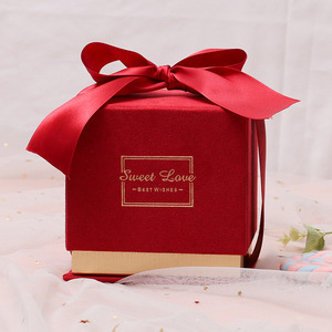 Presentation Folding Premium Packaging Boxes Plain Square Gift Box Window Black Printing With Ribbon