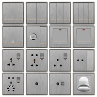 Interrupteur mural électrique PC de haute qualité, 4 modules, 1 ou 2 voies, norme britannique, 13A 250V, gris, pour maison et hôtel