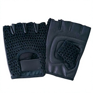 SAIBRO Half Finger Gym Gloves PU Leather <b>Weight</b> Lifting Fitness Gloves Unisex Pull On Design Black - Product Image 2