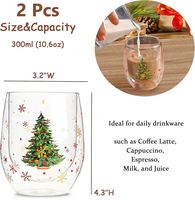 Tasses à café de Noël, tasses à expresso en verre à double paroi pour cappuccino lait café jus verre transparent tasse à thé ensemble noël