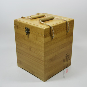 Bamboo Wine Storage Box Square Handmade With Hemp Rope Handle Custom Made For Wine Packaging - Product Image 4