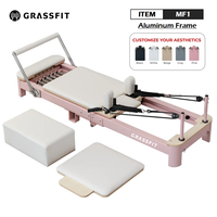 GRASSFIT Cama De Metal Foldable Reformer Pilates Bed, Cadre en aluminium durable, équipement de Pilates pliable pour la maison et le studio