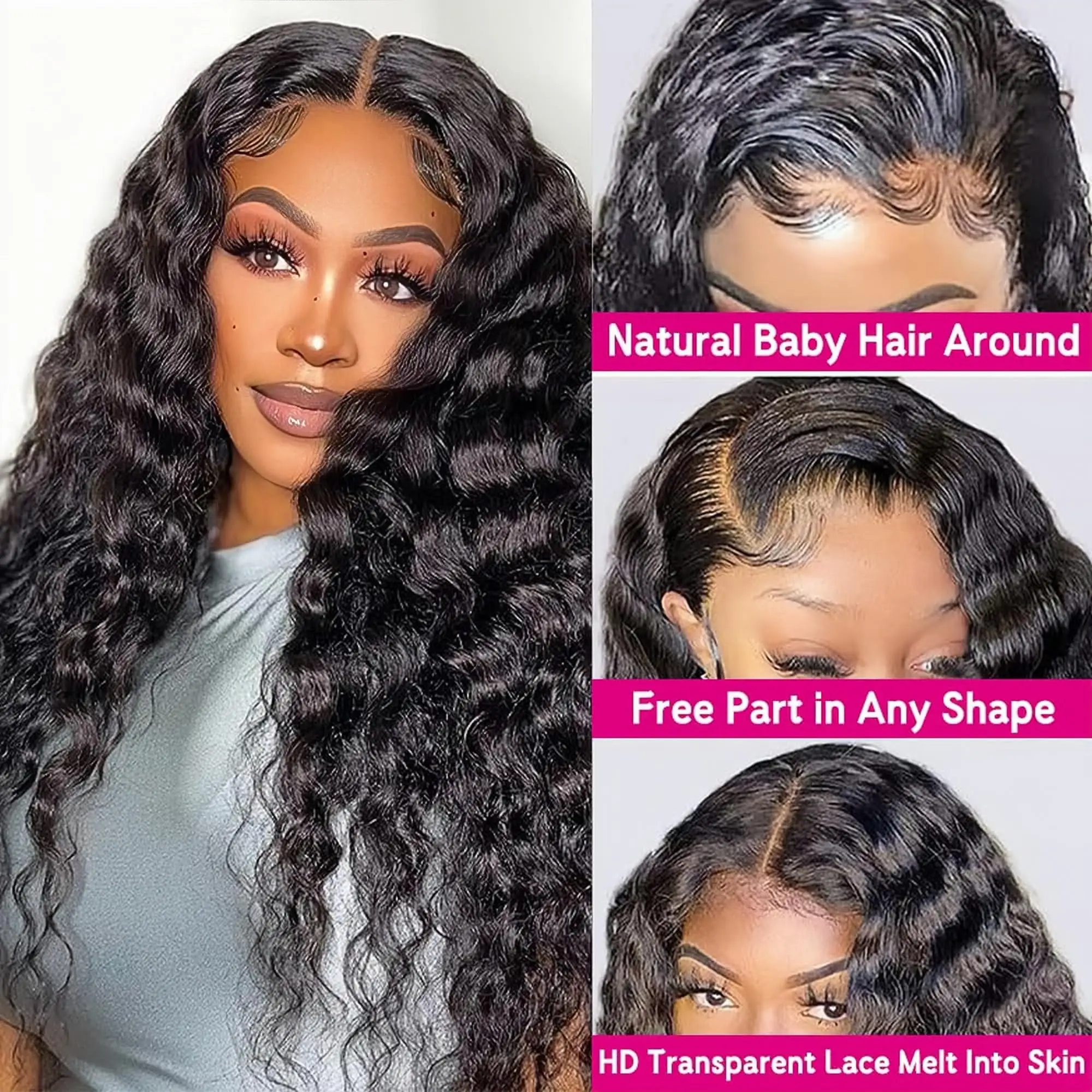 Natural wig Deep wave cuticle aligned brazilian virgin perruque glueless raw vietnamese hair hd lace front wigs for black women