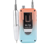 SG723 Lime à ongles rechargeable dégradé orange-bleu 45000 tr/min 48W, polisseuse à ongles portable sans fil USB pour salon de manucure