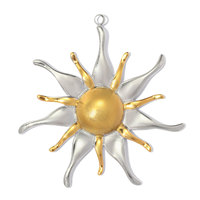 Pendentif en acier inoxydable INS tendance, bicolore, en forme de cœur avec yeux, FASCM-45, pour collier, motifs Soleil, Hippocampe, Tortue