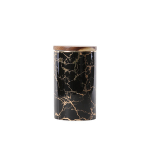 Contenedor de vela de porcelana de mármol, soporte para tarro de té, café, azúcar, tarro de almacenamiento con tapas sólidas, juego de botes de cerámica para Cocina - Product Image 5