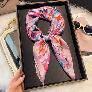 Pañuelo Cuadrado Pequeño Elegante <span class=keywords><strong>de</strong></span> Seda Sintética para Mujer, Estilo Artístico y Moderno, Pañuelo Cálido <span class=keywords><strong>de</strong></span> Otoño, Pañuelo Profesional para el Cuello, Banda para el Cabello - Product Image 1