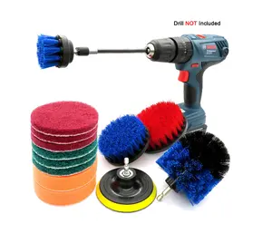 14pcs Interior and Wheel Auto Detailing Brush Set Drill Clean Brush Kit Sponge Foam Polishing Pad Drill Brush Kit