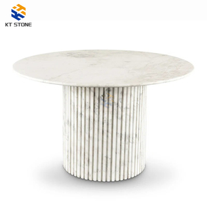 Mesas de Comedor de Mármol Estilo Nórdico, Mesa de Comedor Minimalista de Piedra Blanca con Patas de Madera para Salas de Estar Pequeñas - Product Image 3