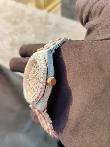 Customizable Men's Fine Business Fashion Quartz Mechanical Watch Stainless Steel 20mm Waterproof Iced VVS Moissanite Glass - Product Image 3