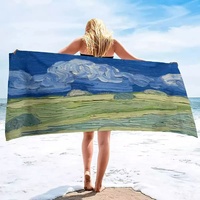 Serviette de plage personnalisée avec logo Van Gogh, tissu et design sur mesure pour cadeau