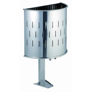Cestino per Rifiuti Semicircolare in Acciaio Inox 30 L da Parete per Uso Esterno - Product Image 1