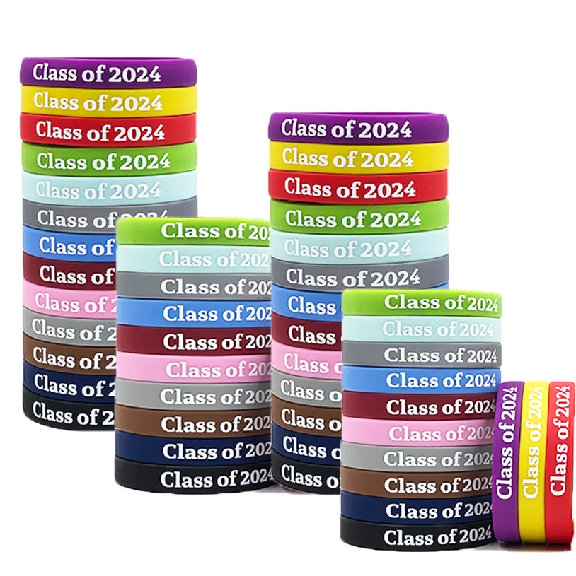 Pulseira de silicone personalizada, pulseiras de borracha estampada de 12mm, pulseiras promocionais