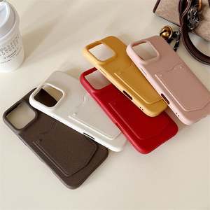 Funda de TPU con diseño de cuero y tarjetero para iPhone 17 16 15 14 13 Pro Max, con bolsillos traseros para tarjetas - Product Image 4