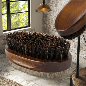 100% Natural Wooden Pig Hair Beard Brush <b>for</b> <b>Men</b> with Boar Bristle <b>Shaving</b> Grooming <b>Kit</b> and Laser Type Bead Care - Product Image 2