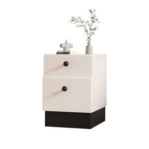 Cream Colored Nightstand Solid Wood Mini Ultra <b>Narrow</b> Modern Minimalist <b>Storage</b> Cabinet For Bedroom Children Adults Elderly - Product Image 3