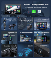 Carpuride W712D TPMS Écran d'affichage CarPlay pour moto, sans fil, Android Auto, étanche, intelligent, avec caméra embarquée