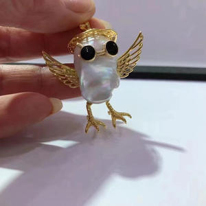 Dije de Plata S925 con Diseño de Pájaro Barroco para DIY, con Cuentas Redondas de 10-15 mm, Bandeja de Accesorios 30753, Perlas de Accesorios, Dijes de Accesorios - Product Image 1