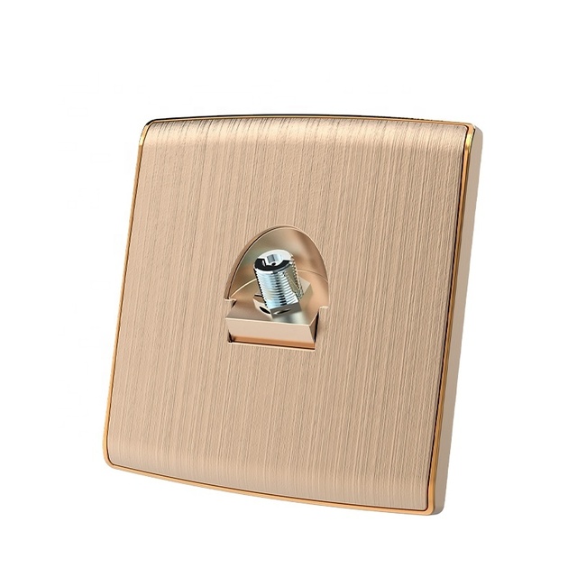 Sirode S3 Series British Standard Safe Modern Luxury Design Gold Color 1 Gang Satellite Signal Wall Socket Electrical for Home