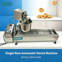 Máquina automática para hacer donas de una sola hilera, máquina eléctrica para freír donas, 500 piezas/h, mini máquina para hacer donas para panadería, cafetería, restaurante, puesto de comida