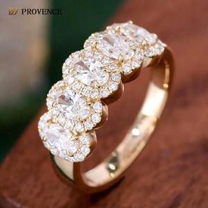 Bague en or jaune 18 carats, 14 carats, 10 carats avec diamant de laboratoire ovale et diamants ronds en vrac, cadeau de mariage, anniversaire, bijoux fins, personnalisable - Product Image 2