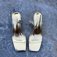 Mules à talons hauts à lanières style français pour femme, été 2026, couleur unie, bout carré transparent, rehaussantes, pour l'extérieur