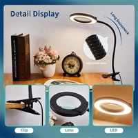 Clip-on Modern DC Touch Control 5 Color Modes 5-Level Dimmable USB Powered Flexible Reading Magnifying Table Light
