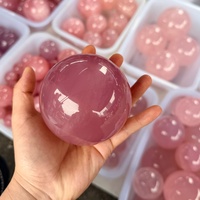Boule de cristal de quartz rose naturelle de haute qualité avec étoile, sphère décorative pour mariage, à vendre
