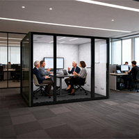 Cabine de bureau modulaire insonorisée, structure en alliage d'aluminium, design moderne pour immeuble de bureaux et usage commercial