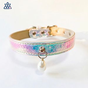 Collier pour animaux de compagnie Wangwuwu, motif sirène dégradé, réglable, pour petits chiens et chats, élégant, motif quadrillé coloré - Product Image 1