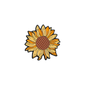 Broches de Esmalte Suave con Diseño de Girasol de Dibujos Animados, Logotipo Personalizado, Chapados en Zinc Dorado, para Mochilas, Joyería y Regalos, de Última Tendencia - Product Image 1