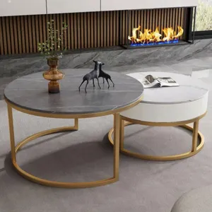 רוק לוח קפה שולחן שולחן אור יוקרה מודרנית סלון בית קטן דירה פשוט עגול שילוב