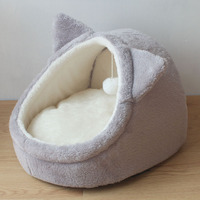 Lit pour animaux de compagnie en forme de maison de luxe pour chat et chien, doux, confortable, amovible, lavable, emballé en boîte/carton, toutes saisons