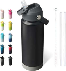 <span class=keywords><strong>Vaso</strong></span> de Agua de Acero Inoxidable de Doble Pared de 24 oz, Botella de Agua Térmica Portátil 304, Juego de Regalo con una Taza y Tres Tapas - Product Image 2