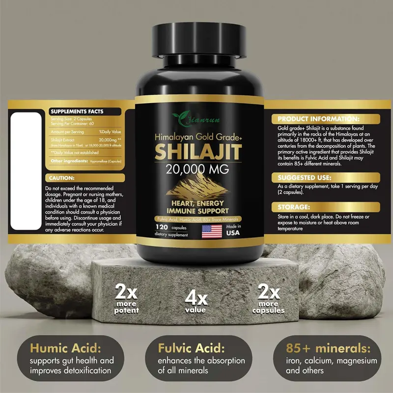 Wholesale Himalayan Shilajit Resin Capsules Pure Natural Organic Shilajit Extract shilajit pill