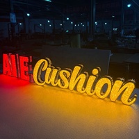 Lettres lumineuses en diamant, lettres perforées latérales, logo LED doré, enseigne commerciale