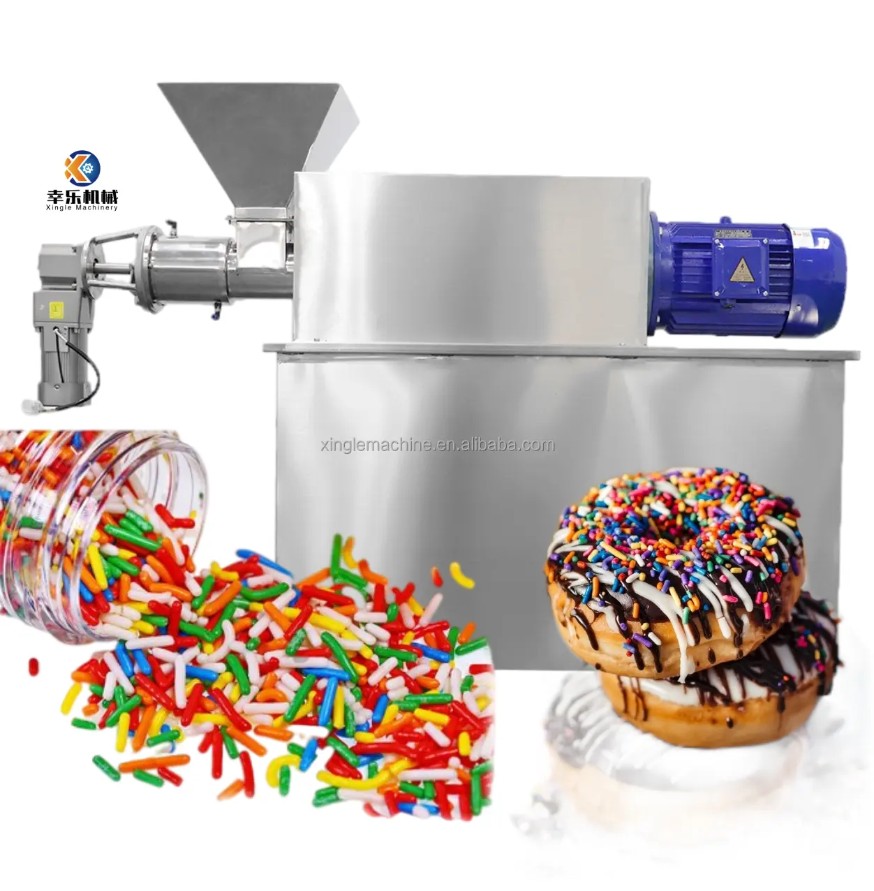 Automatische Lebensmittel industrie kommerziellen Donut Kuchen Dekoration Zucker Faden nudeln Konfetti Süßigkeiten Streu sel Extruder Herstellung Maschine