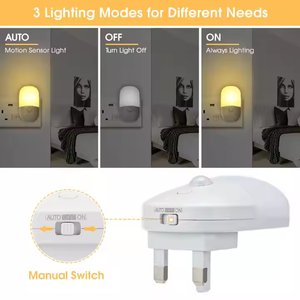 Enchufe de enchufe ajustable de 5 brillo, modos de encendido/apagado automático, <span class=keywords><strong>Sensor</strong></span> de movimiento crepuscular, luz nocturna LED para dormitorio y baño - Product Image 3