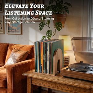 Wooden Vinyl <b>Record</b> Storage Rack Extendable Book Document <b>Stand</b> Desktop Organizer Acacia Wood Rectangle Shape Standing Type - Product Image 2
