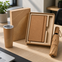 Coffret Cadeau d'Entreprise Personnalisé 2027 avec Couvercle et Base, Carnet, Gobelet Isotherme, Parapluie Pliant, Emballage avec Logo OEM