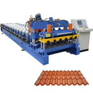 Full Automatic Building Material Machinery Glazed Tile Roll Forming <strong>Machine</strong> for Roofing Tiles PLC Control System Bearings Motors - Product Image 1