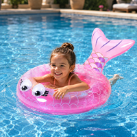 Günstiger Wassersport-Schwimmring: Dicker Rosa Strandparty-Schwimmring aus PVC mit Fischschwanz-Design für Kinder