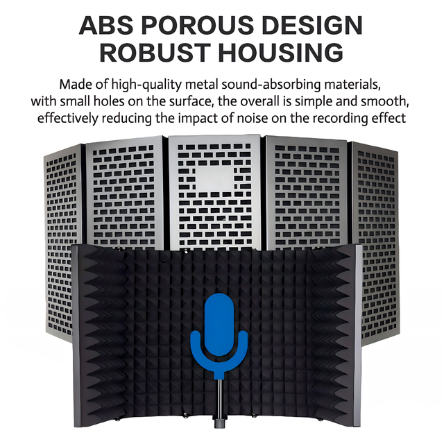 Professional Aluminium Alloy Isolation Cover Microphones Foldable Triple Function Reflection Filter Custom Fit Microphone Cover