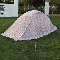 Tente de camping portable pour 2 personnes, double couche, avec poteaux en aluminium, 2 portes, moustiquaire, coupe-vent, imperméable, jupe complète, pour randonnée en plein air