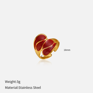 Anel Ajustável de Pintura a Óleo em Aço Inoxidável Dourado Não Oxidável para Mulheres e Homens LC202512225 - Product Image 2