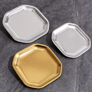 Stainless Steel <strong>Square</strong> Dish Silver Gold Cake Snack <strong>Dessert</strong> Pastry Serving <strong>Tray</strong> Kimchi Sauce Dipping Plates - Product Image 1