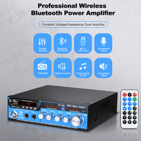 Mini Güç Amplifikatörü, 2 Mikrofon Girişi, Eko Bas Tiz Kontrolü, USB SD FM Radyo, Uzaktan Kumandalı Hifi Stereo Karaoke Amfisi