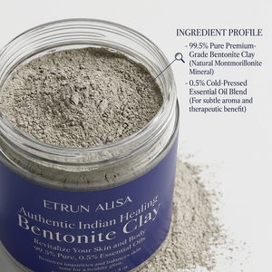 ETRUN ALISA Private Label 100% Pura Argilla Naturale Indiana Curativa al Calcio Bentonite per Rimuovere le Tossine e Sbiancare - Maschera in Polvere - Product Image 2